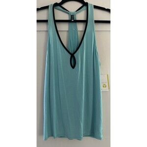 Trina Turk Medium Aqua Blue Racerback Tank Top Sleeveless Shirt Swing Size S